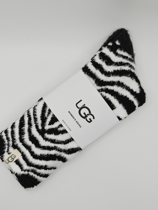 UGG Other - UGG Black & White Zebra Fuzzy Crew Socks